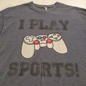 Vtg Graphic Video Game Controller Tee Size XL Play Sports Gamer Tee Shirt Gray